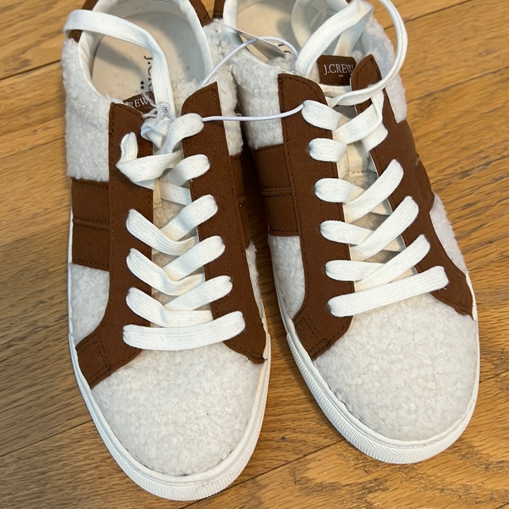 NEW J Crew Striped sherpa road trip sneakers size 9.5